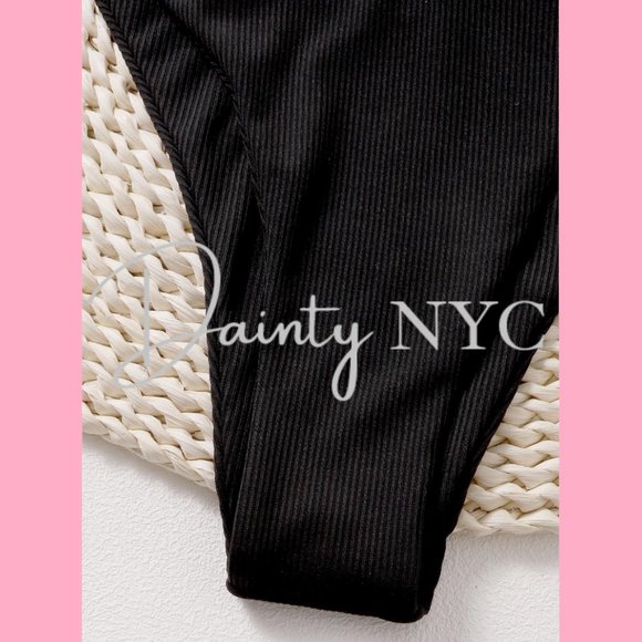 Color Block Black White Triangle Bikini Summer - Picture 5 of 8